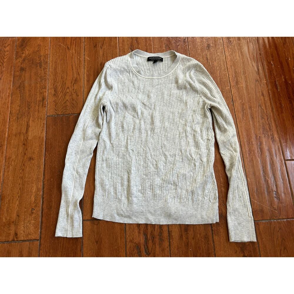 Banana Republic Light Grey Stretch Cotton Sweater